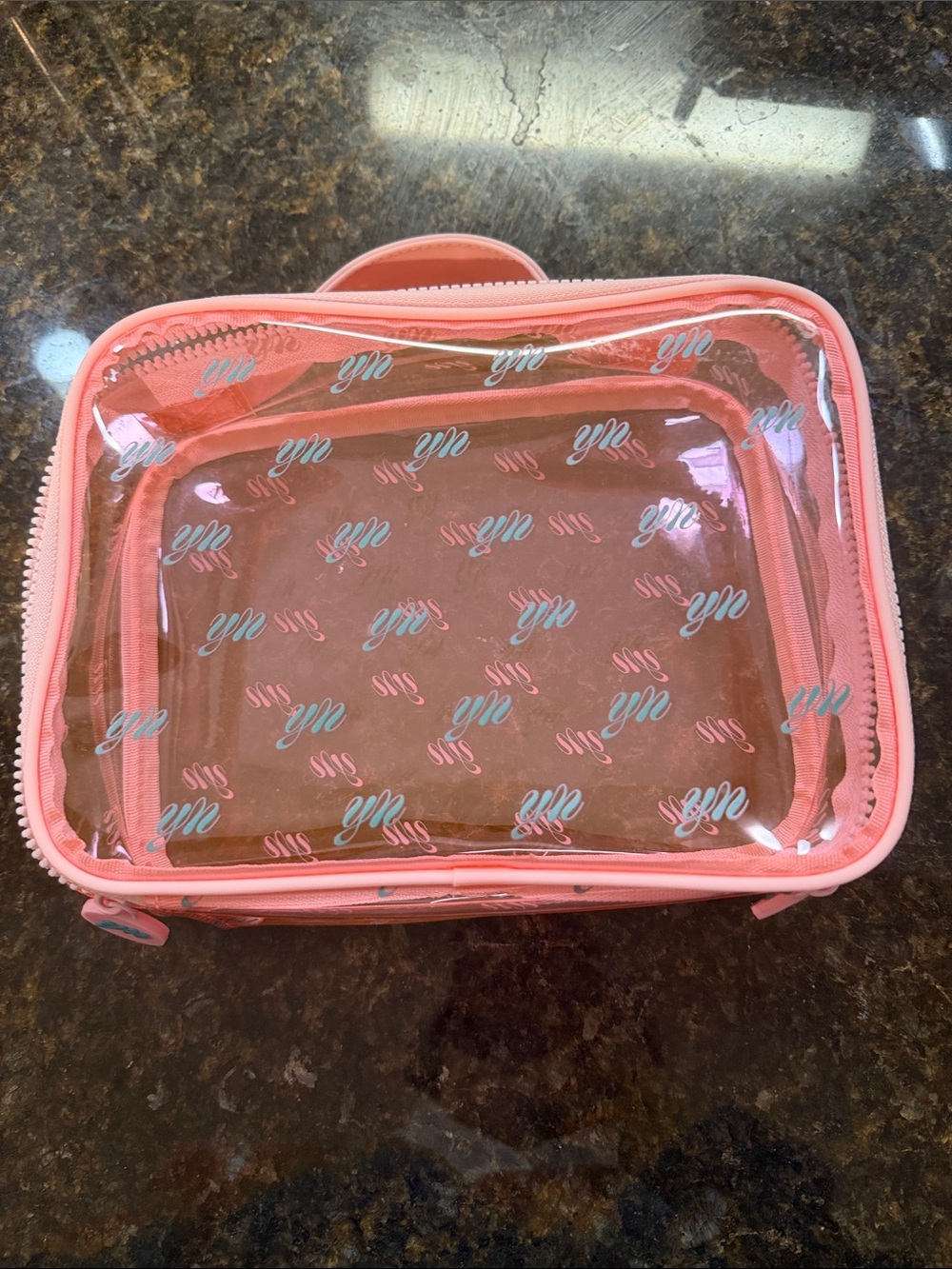 Clear Pink Travel Cosmetic Case with Young Nails Logo